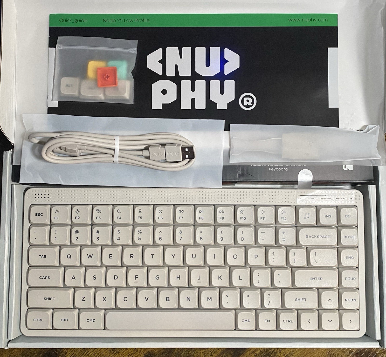 NuPhy Node75 Low Profile Wireless Mechanical Keyboard Brown Nano Lunar White