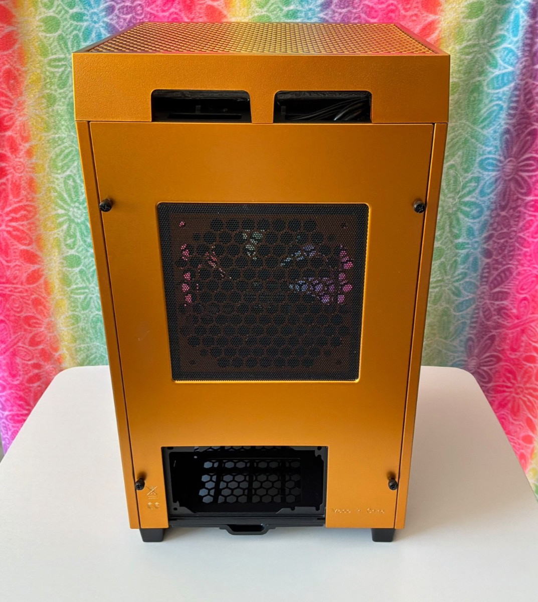 Thermaltake The Tower 100 Case  Mini-ITX  Mini Tower  Metallic Gold  Orange