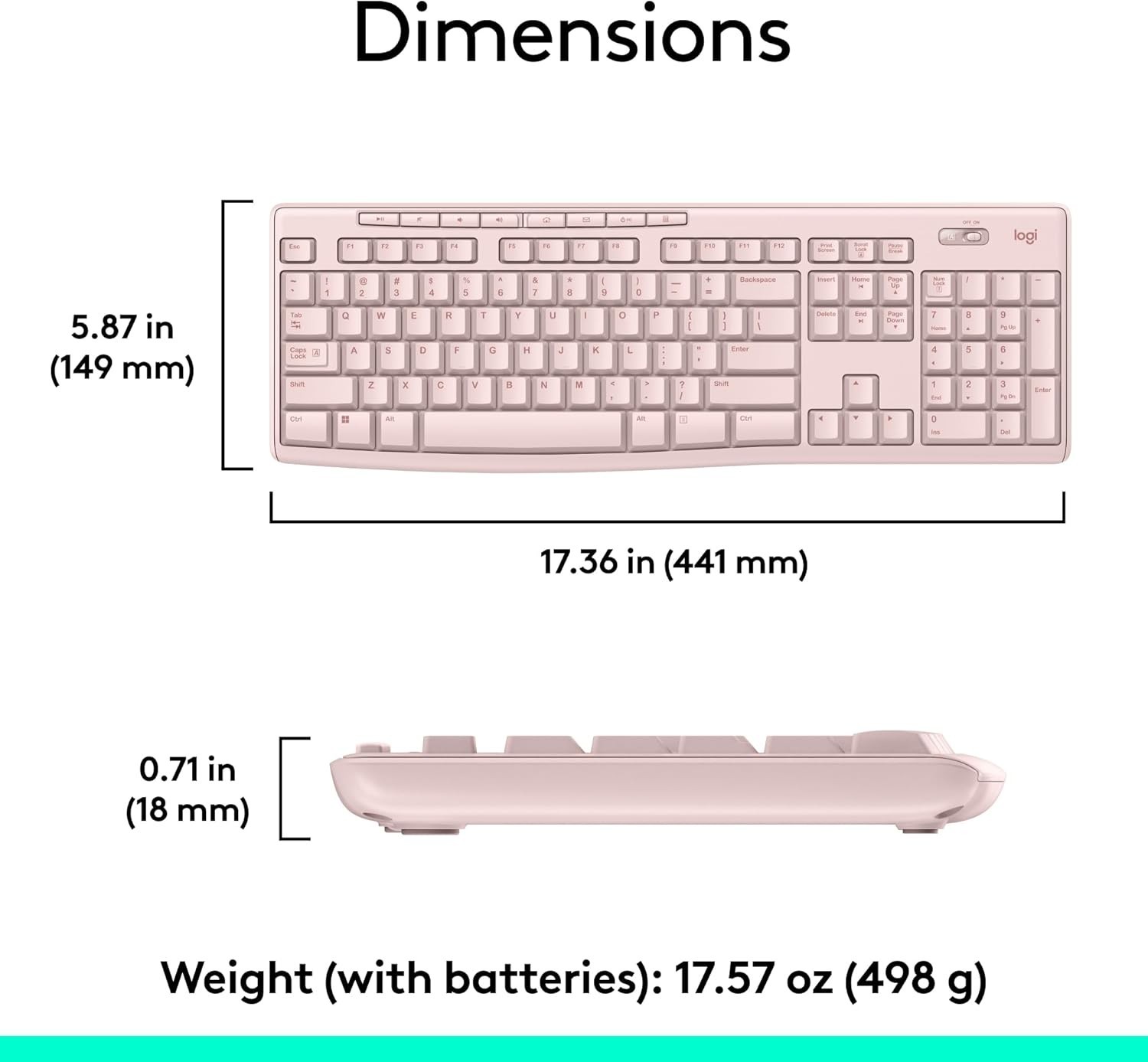 Logitech MK270 Wireless Keyboard and Mouse Combo Compact Windows 2.4 GHz Rose