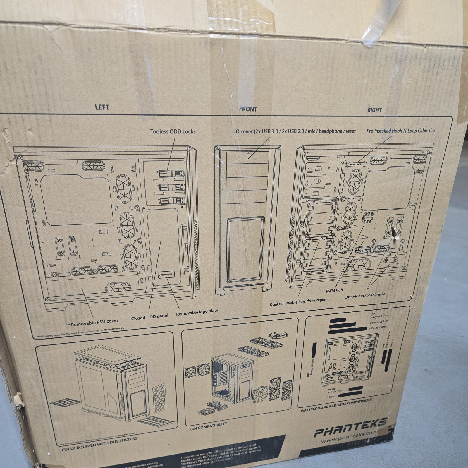Phanteks (PH-ES614PTG_BK) Enthoo Pro ATX Chassis, Tempered Glass, Intergrated…