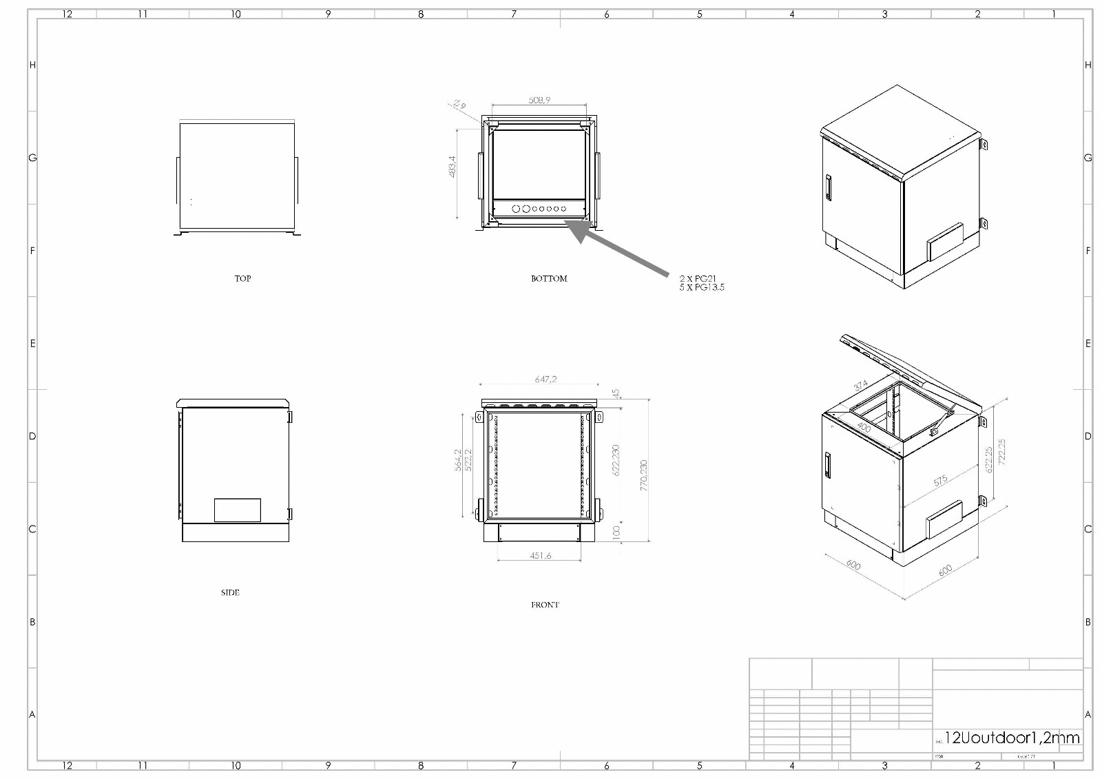 7U-12U Floor Standing Outdoor Network Cabinet – Single Wall, Weatherproof & IP55
