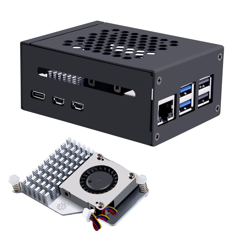 Metal Case for Raspberry Pi 5, with Pi 5 Active Cooler for Raspberry Pi 5 4GB…