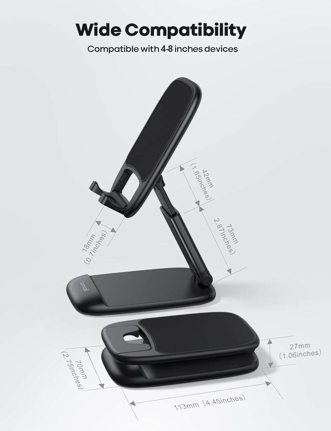 Lamicall Cell Phone Stand for Desk – [Height Adjustable] Foldable Mobile Phone H