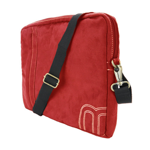 miim Soft Gold Faux Suede 13″ inch Laptop Sleeve (Red) with Shoulder Strap