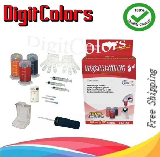 Cartridge refill tool kit for Canon CL-276 CL-276XL Tri-color ink cartridges