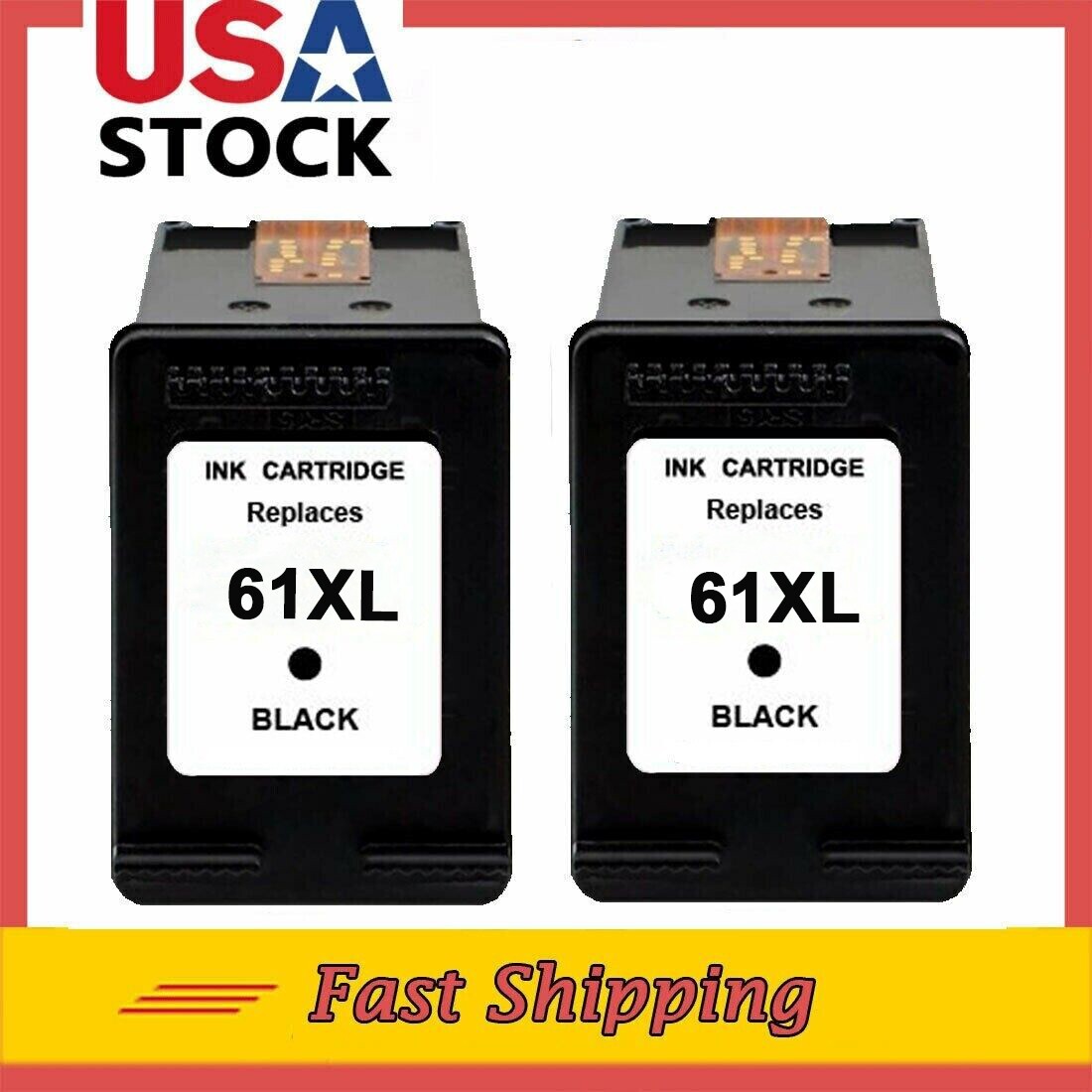 2pk #61 XL Black Ink Cartridges for HP ENVY 4500 4501 4502 4504 5530 5531 5535