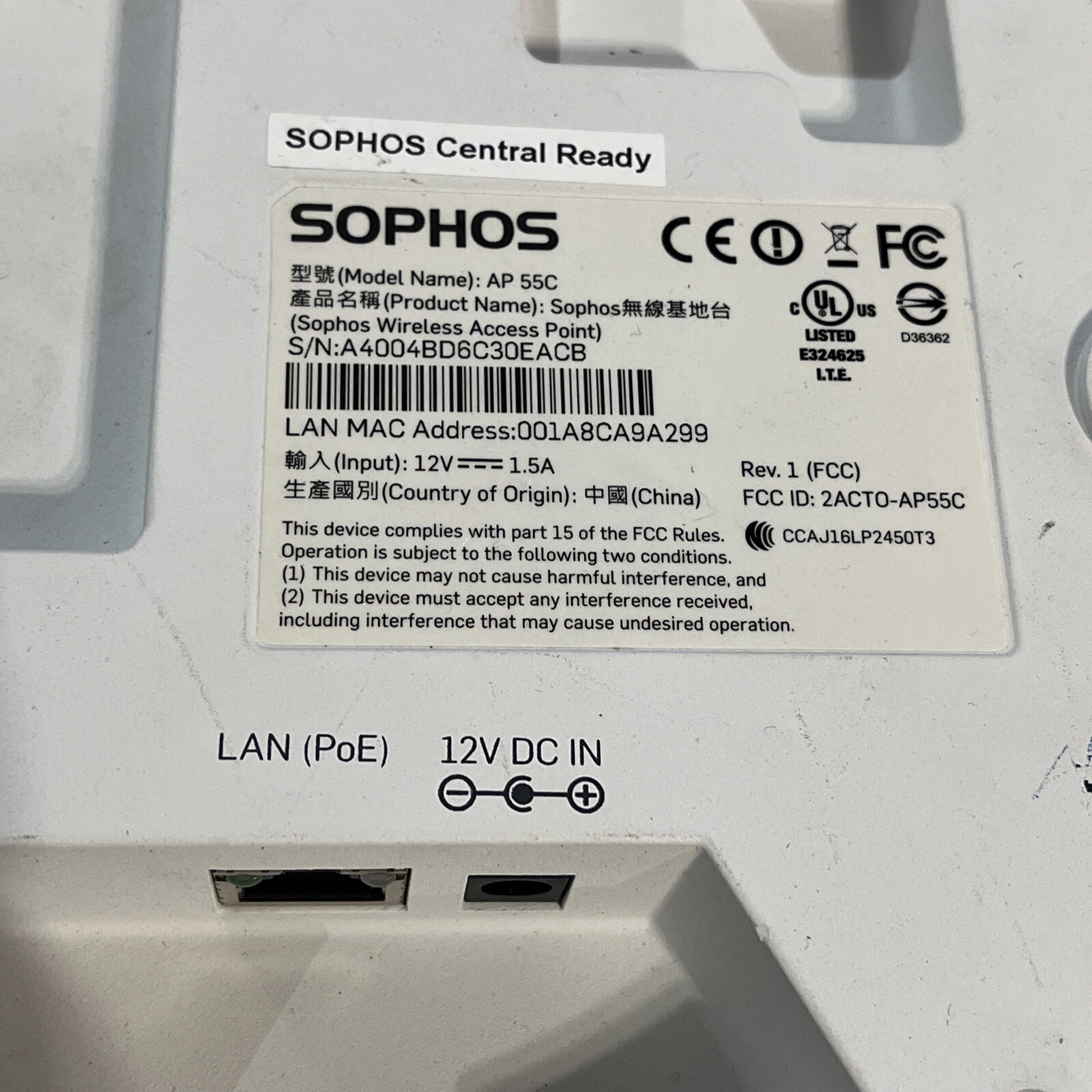 SOPHOS AP 55C WIRELESS ACESS POINT