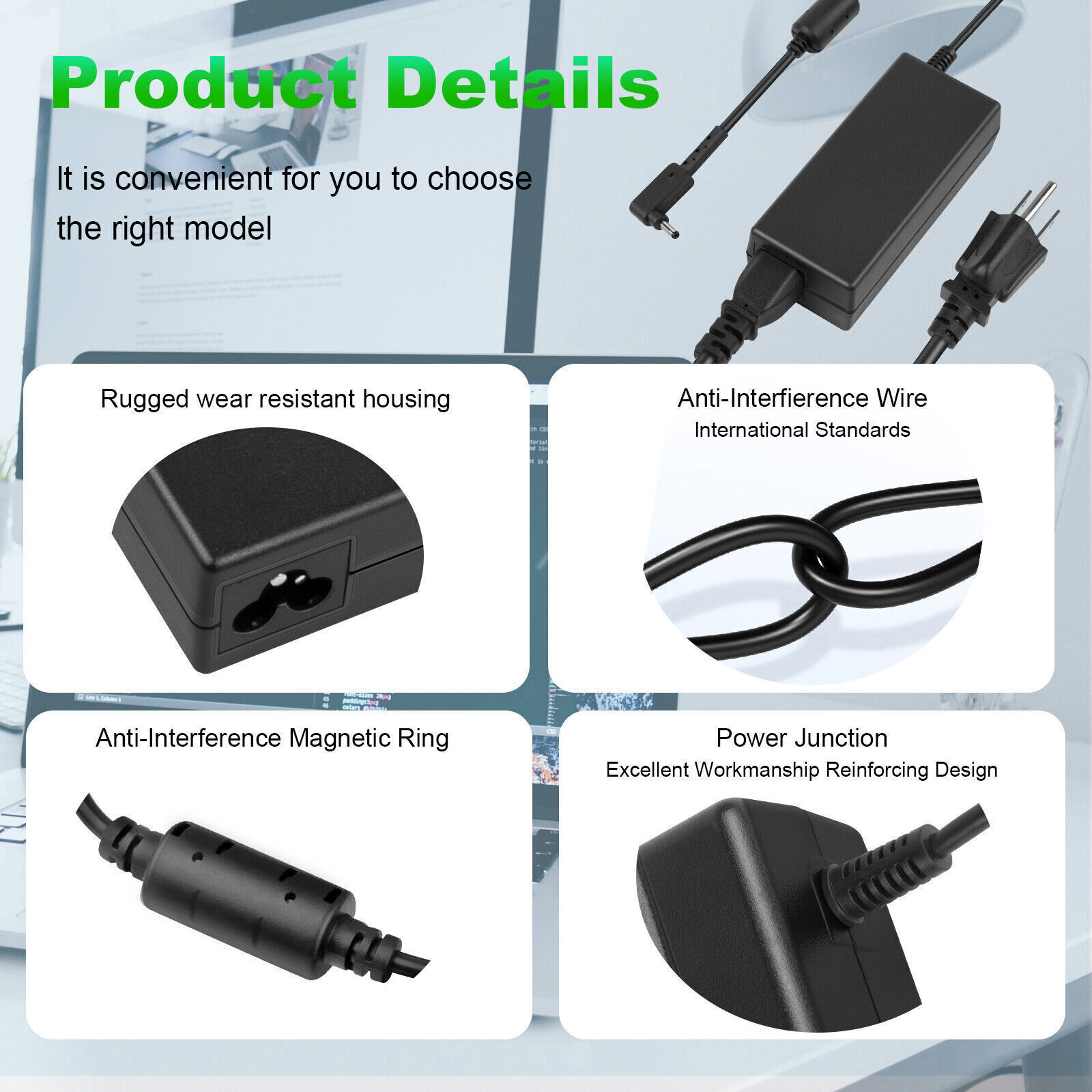 AC Power Supply Cord Charger Adapter for Acer ChromeBook C720 C720P C740 11.6″