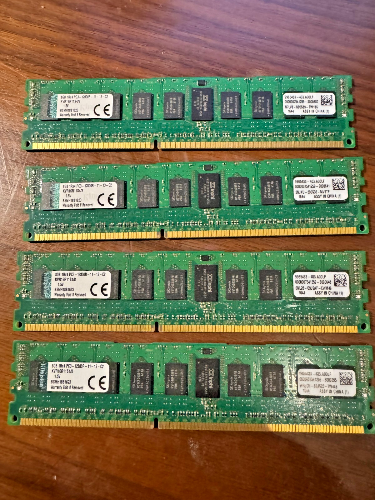 Kingston 8GB 1Rx4 PC3-12800R-11-12-C2 ECC REG Server Memory KVR16R11S4/8 Tested