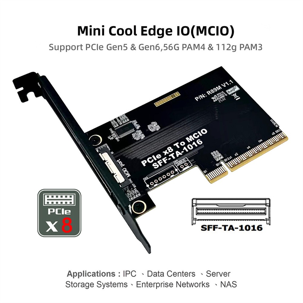 CY External MCIO 8i SFF-TA-1016 to PCI-Express 8x VROC Adapter for Mainboard SSD