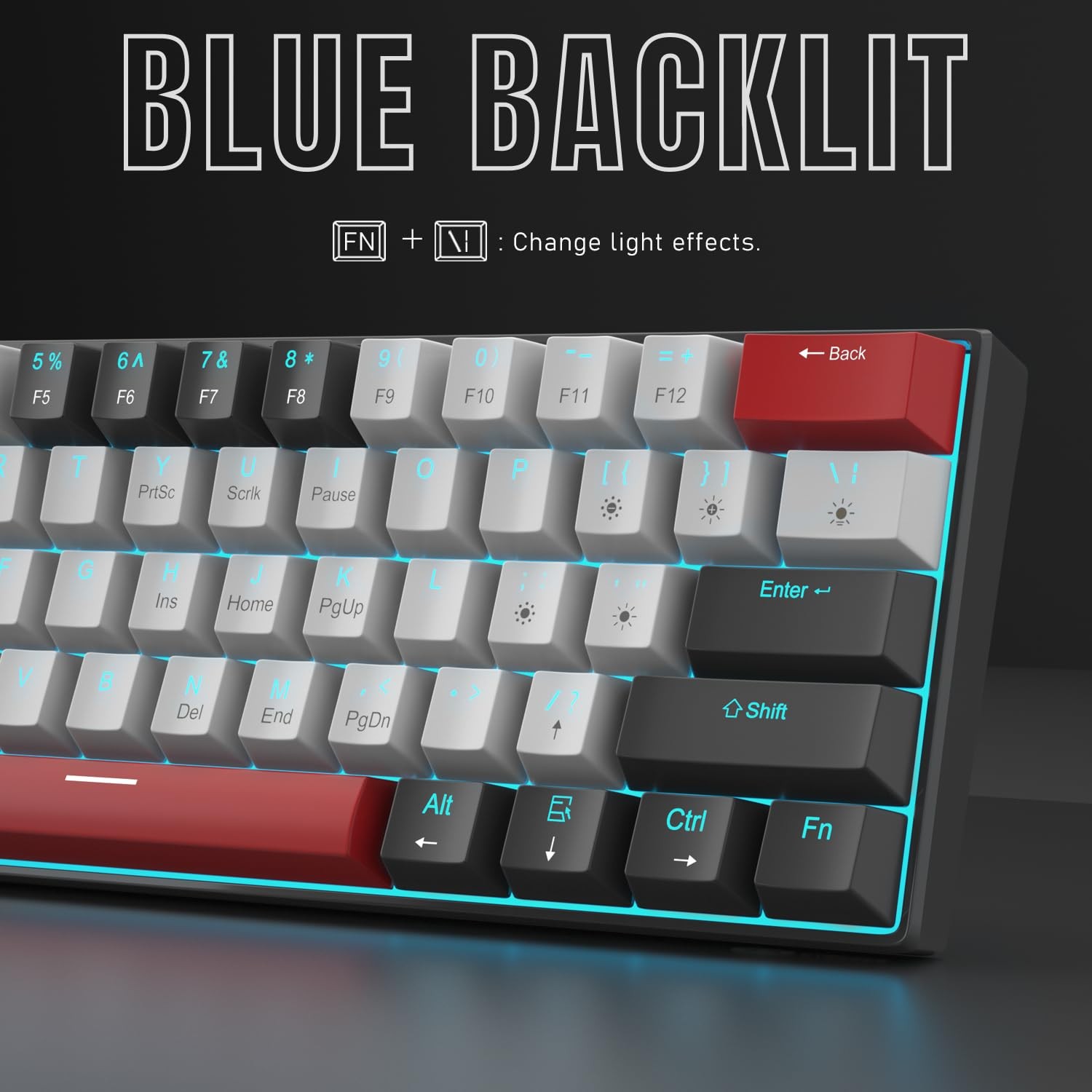 Camiysn 60% Mechanical Gaming Keyboard,Mixed Color Keycaps Gaming Keyboard wi…
