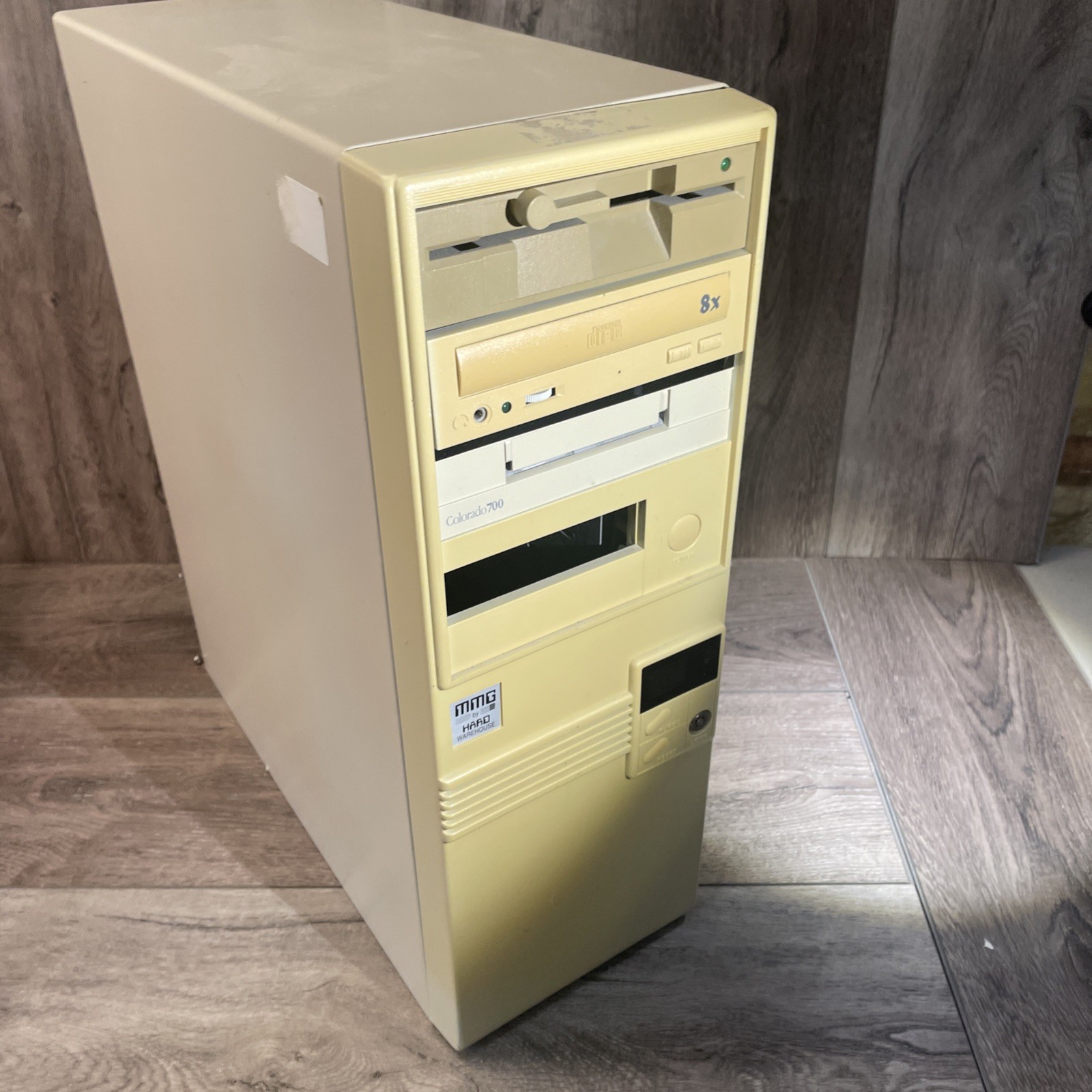 Vintage AT Mid-Tower Case Turbo MHz LED 5.25 Floppy CD Beige Power Cord Ribbons