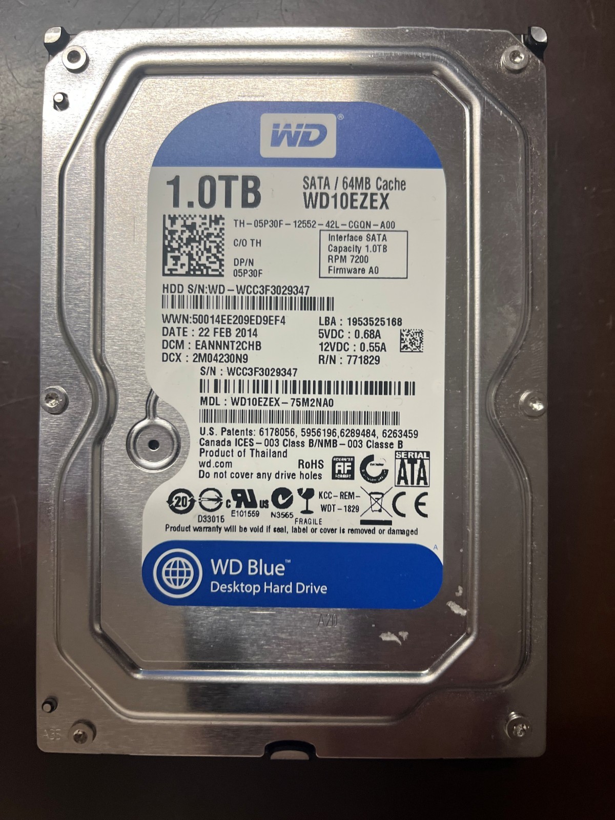 Western Digital Blue WD10EZEX 1TB 7.2K 3.5″ SATA HDD Hard Drive