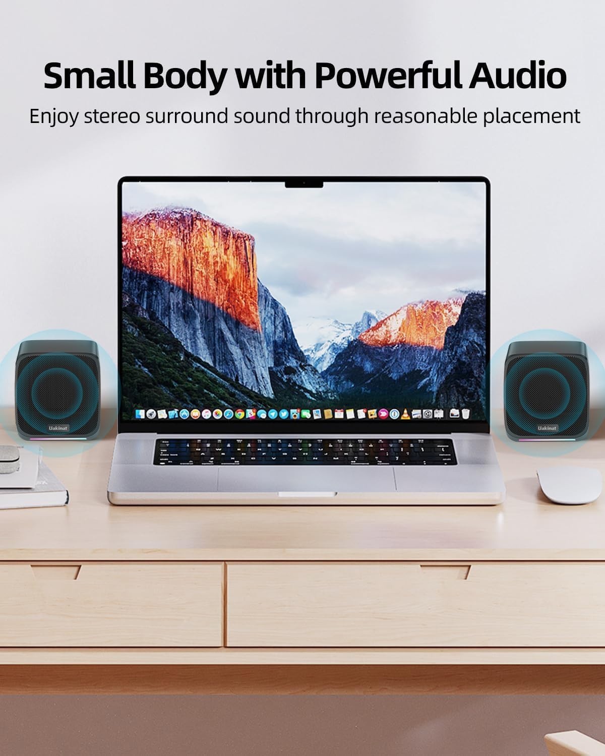 Plug-and-Play Portable desktop Speakers with 3.5mm Connection & Volume Control