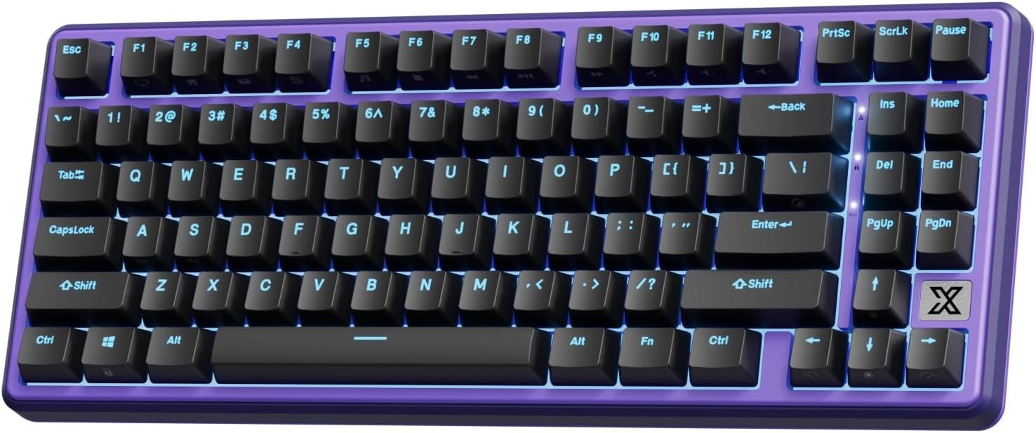 X87 75% Compact Mechanical Keyboard: Hot-Swappable, Ice-Blue Backlight Design