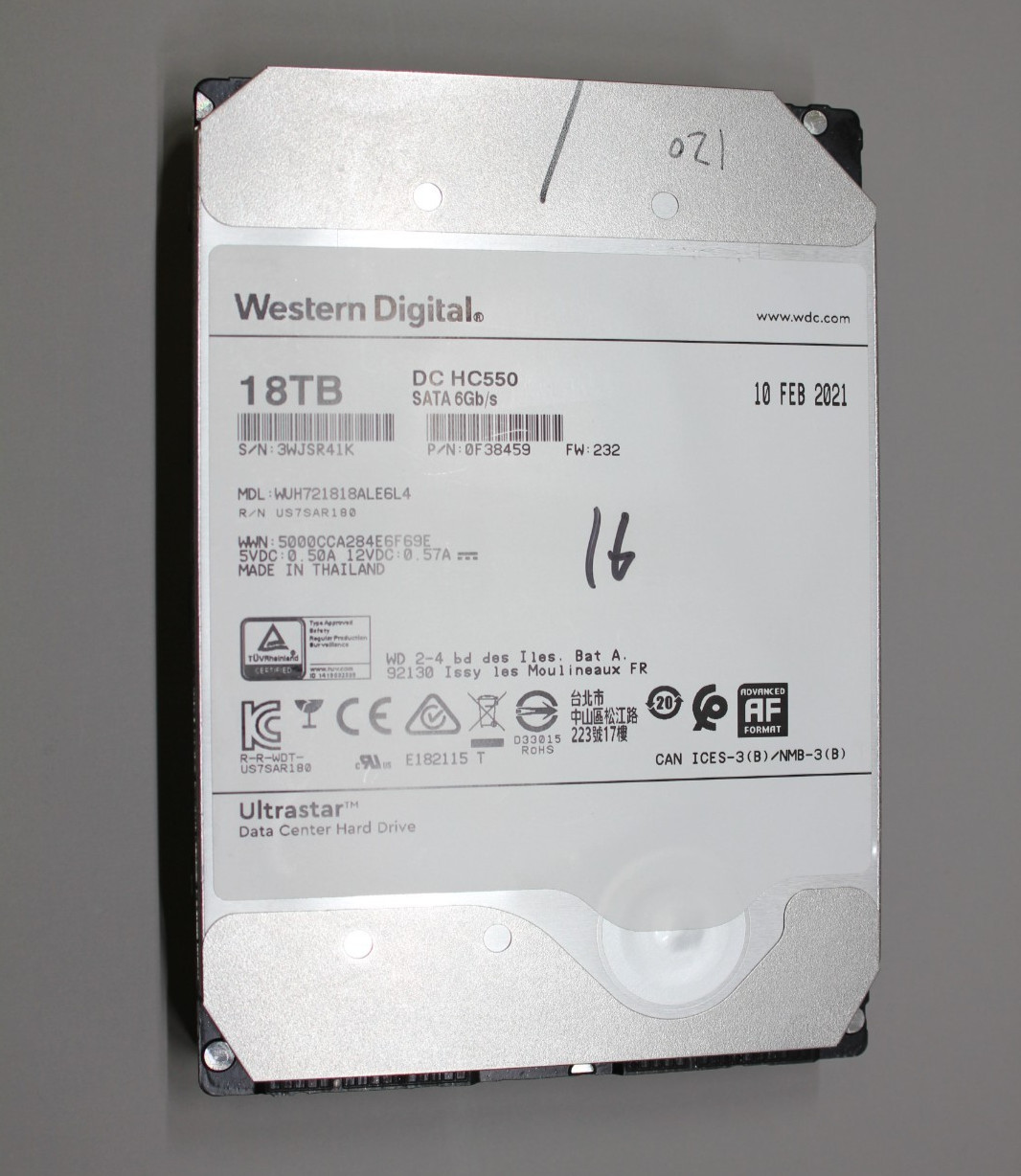 WD Ultrastar DC HC550 18TB SATA 3.5″ 100% Health HDD WUH721818ALE6L4