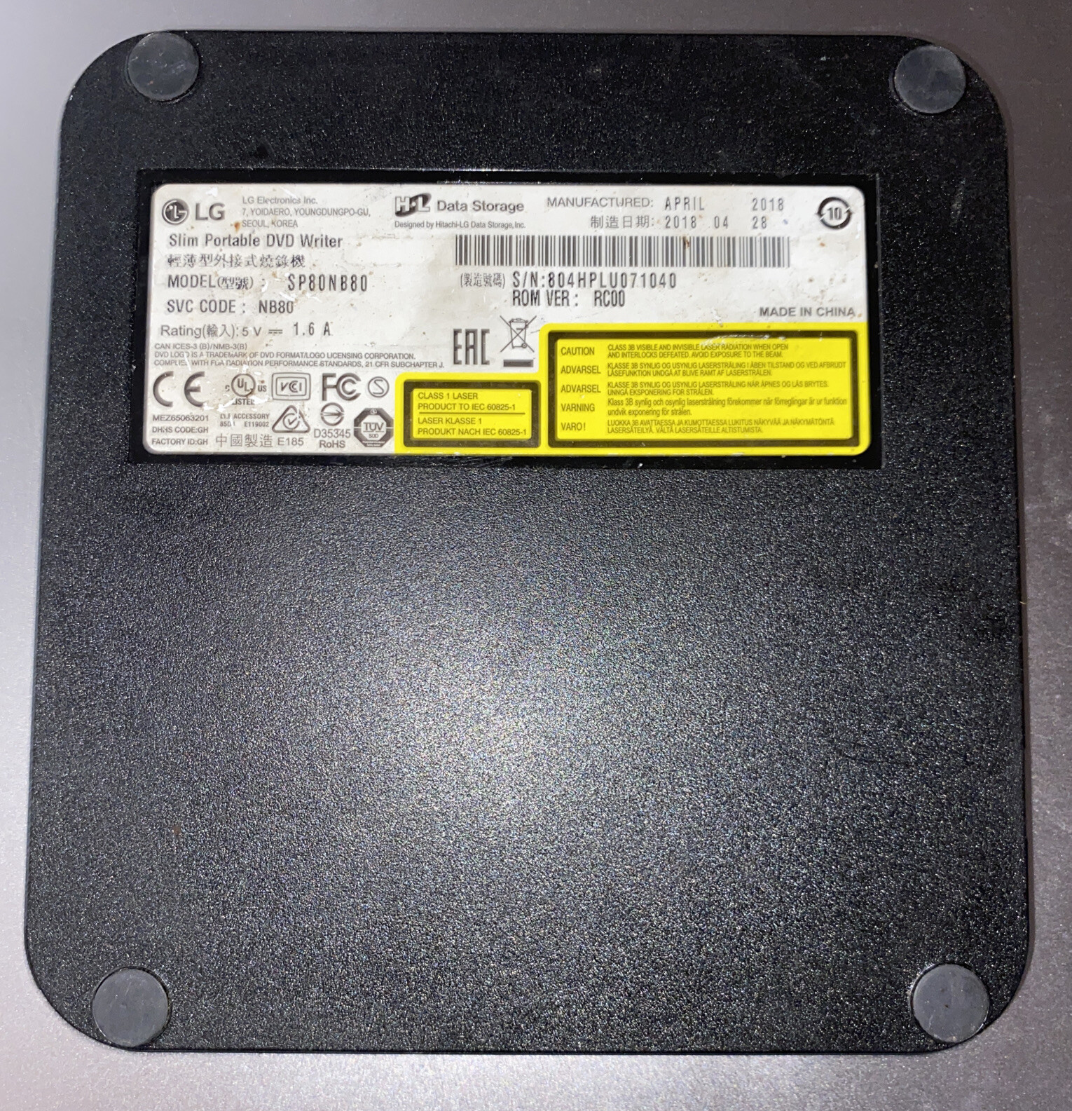 LG DVD Writer Ultra Slim Portable SP80NB80 External Drive