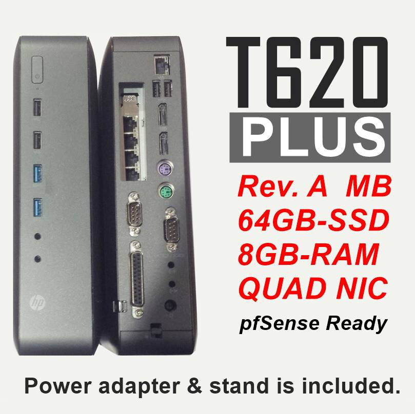 [Rev.A MB] HP T620 PLUS Thin Client GX-420CA 8/64 +Intel 4PORT GB pfsense