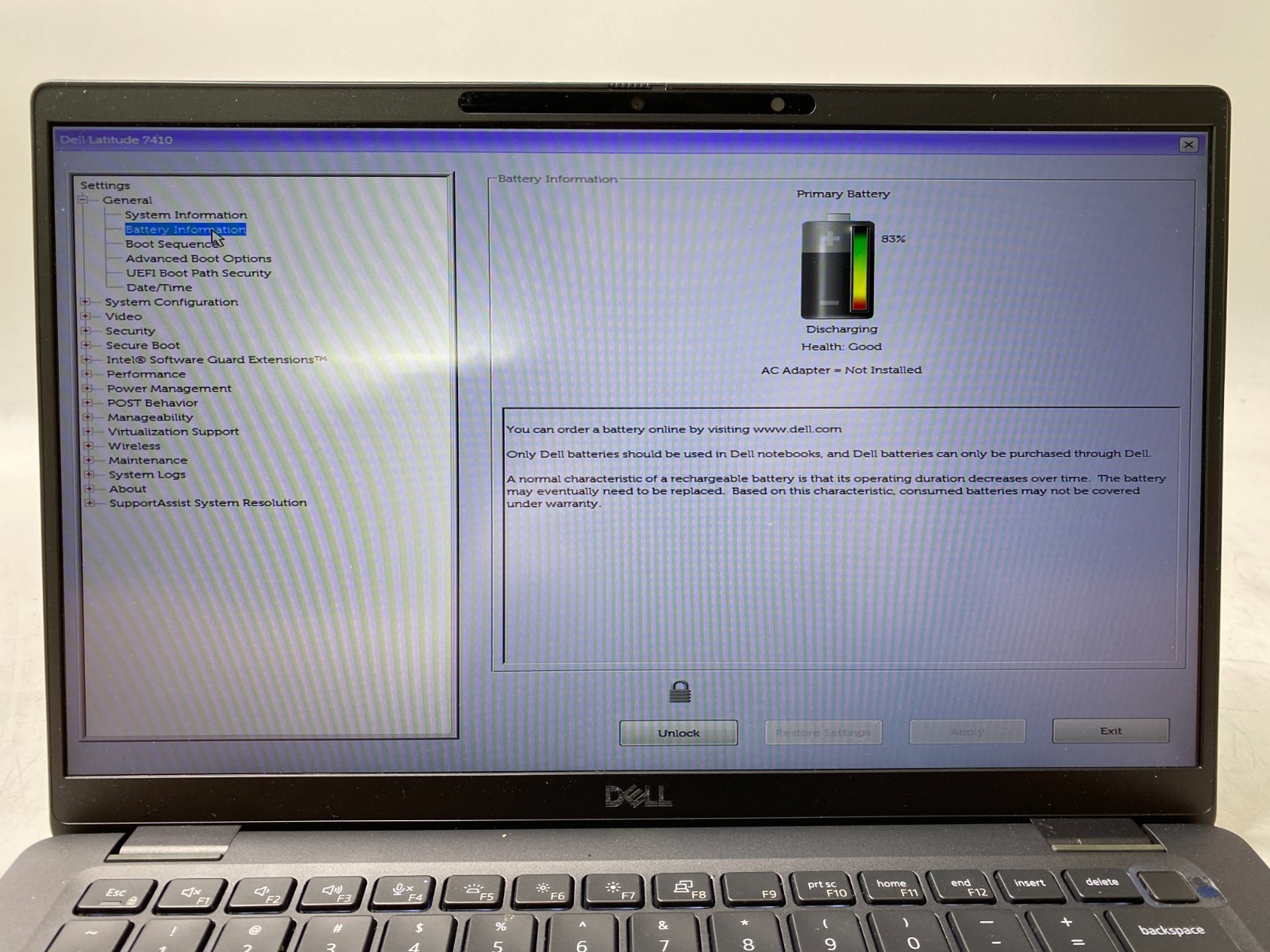 Dell Latitude 7410 14″ i7-10610u 16GB DDR4 512GB M.2 Win11H – 57% Battery, BIOS