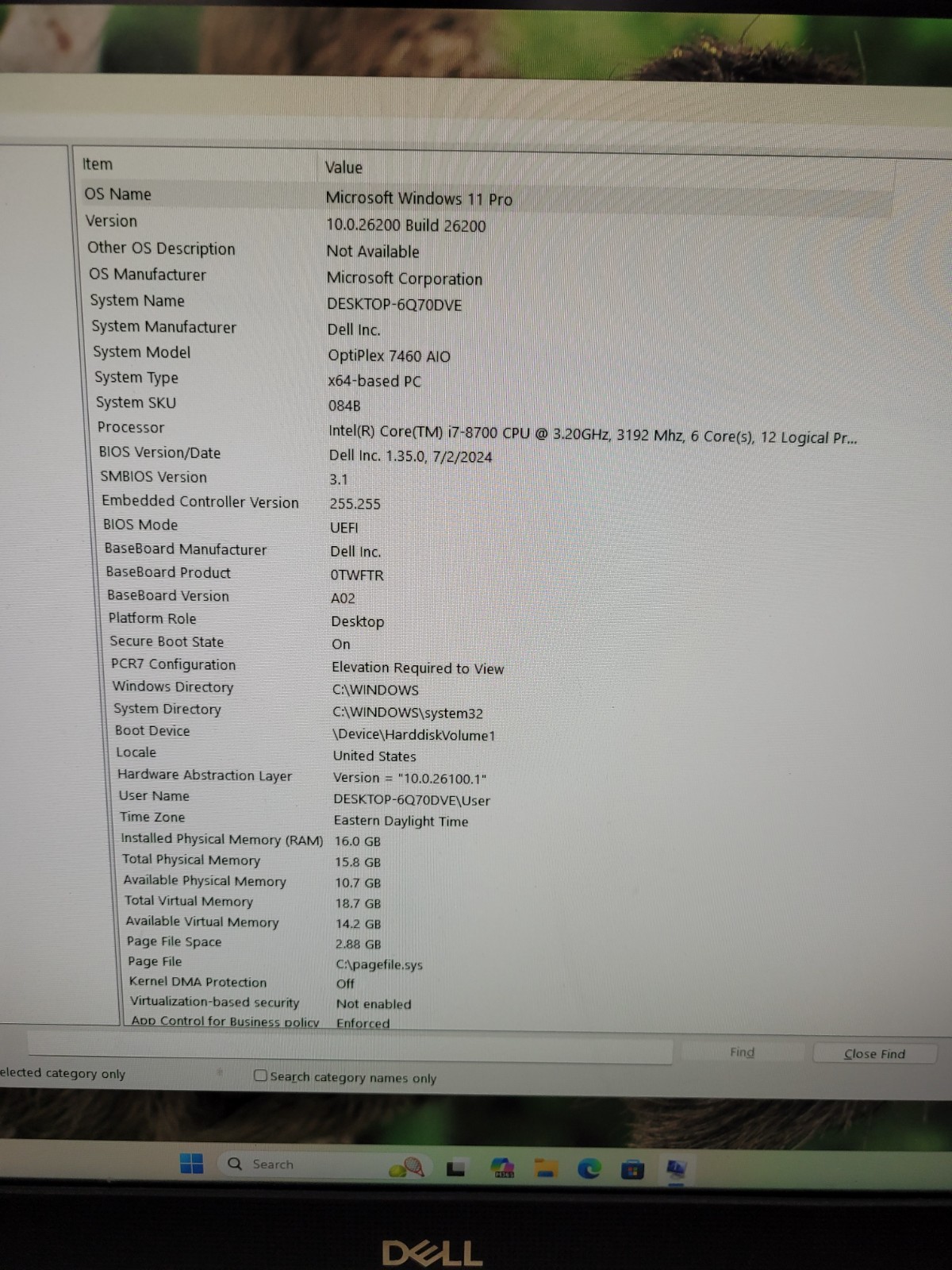 Dell Optiplex 7460 AIO Intel Core i7-8700 3.20GHz 16GB Ram 240GB SSD USB-C