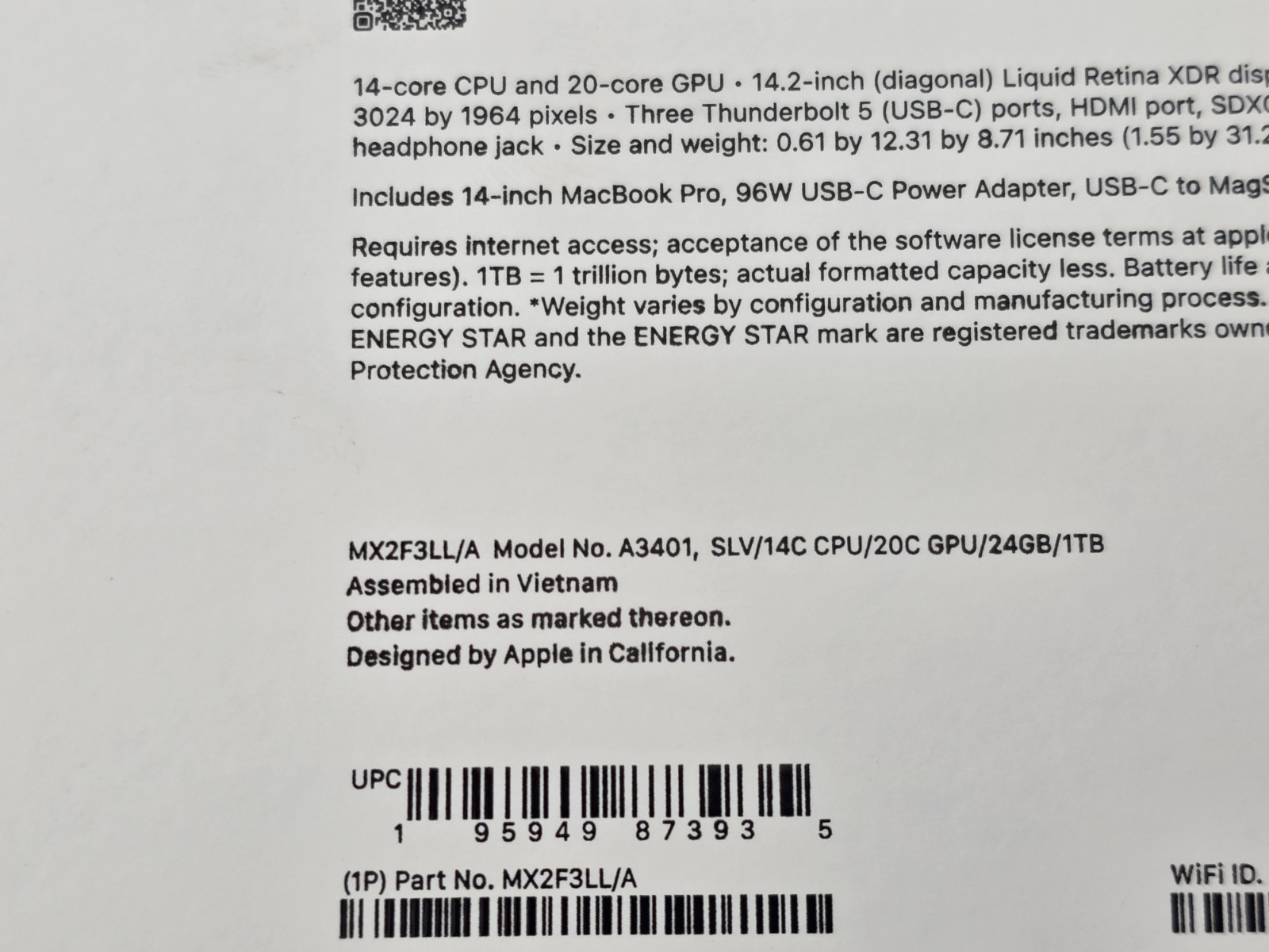 Apple MacBook Pro 14-inch M4 Pro 14-Core CPU 20-Core GPU 24GB RAM 1TB SSD -READ!