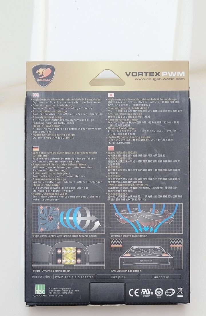 VORTEX CF-V 12HP OPTIMUM COOLING PC FAN EXTREMELY SILENCE PWM 800-1500rpm