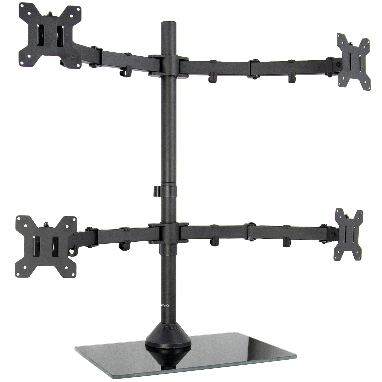 VIVO Quad Monitor Desk Stand Mount Freestanding Glass Base | 4 Screens up to 27″