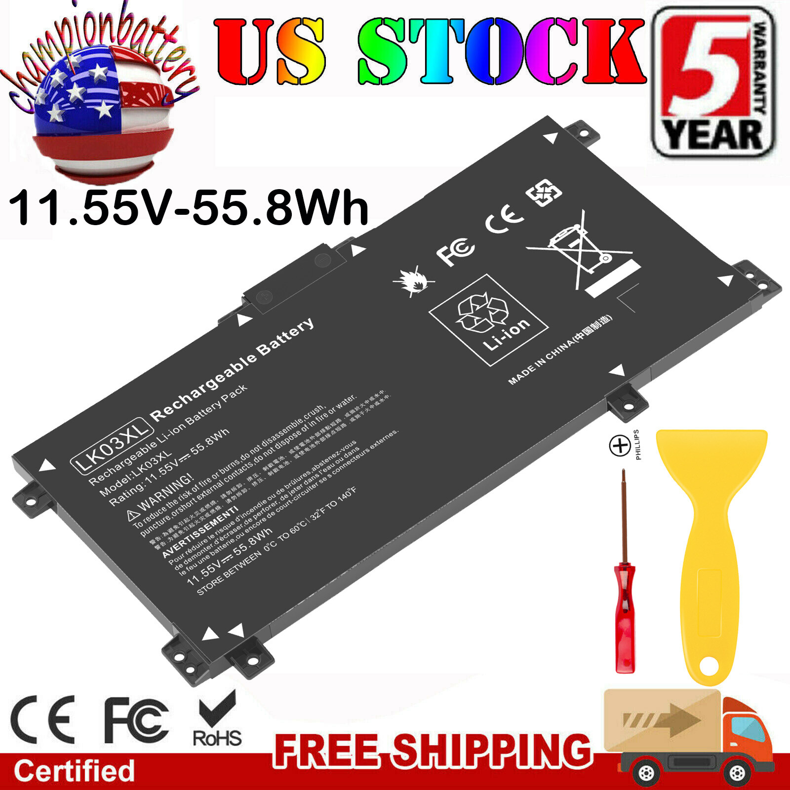 55.8Wh LK03XL Laptop Battery For HP ENVY X360 15-BP 17-AE L09281-855 L09280-855