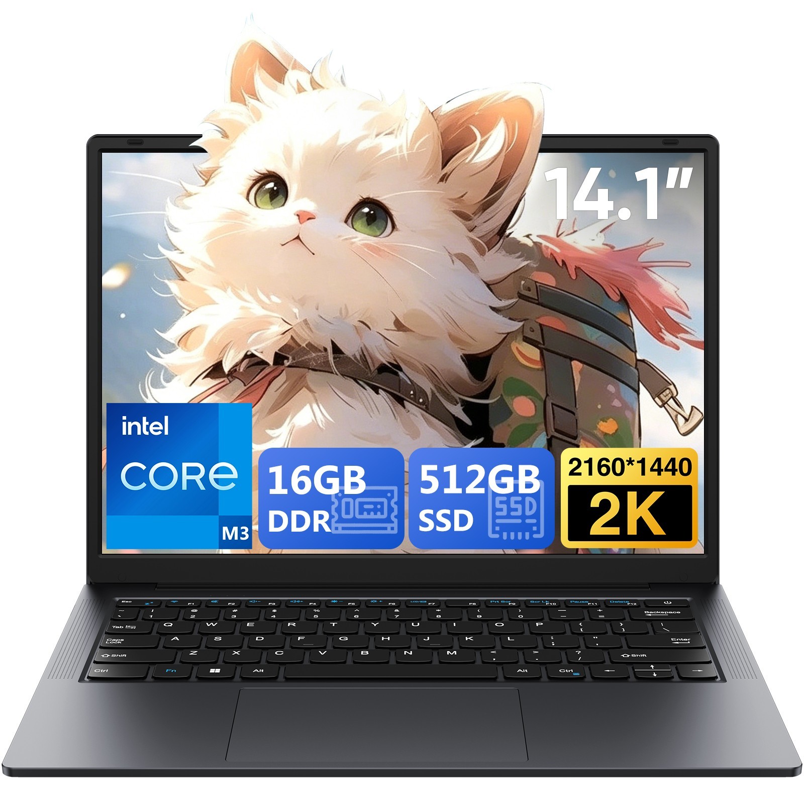 14″ Laptop 16GB RAM 512GB SSD IPS Display Windows 11 Pro Intel Core 8100Y 3.4GHz