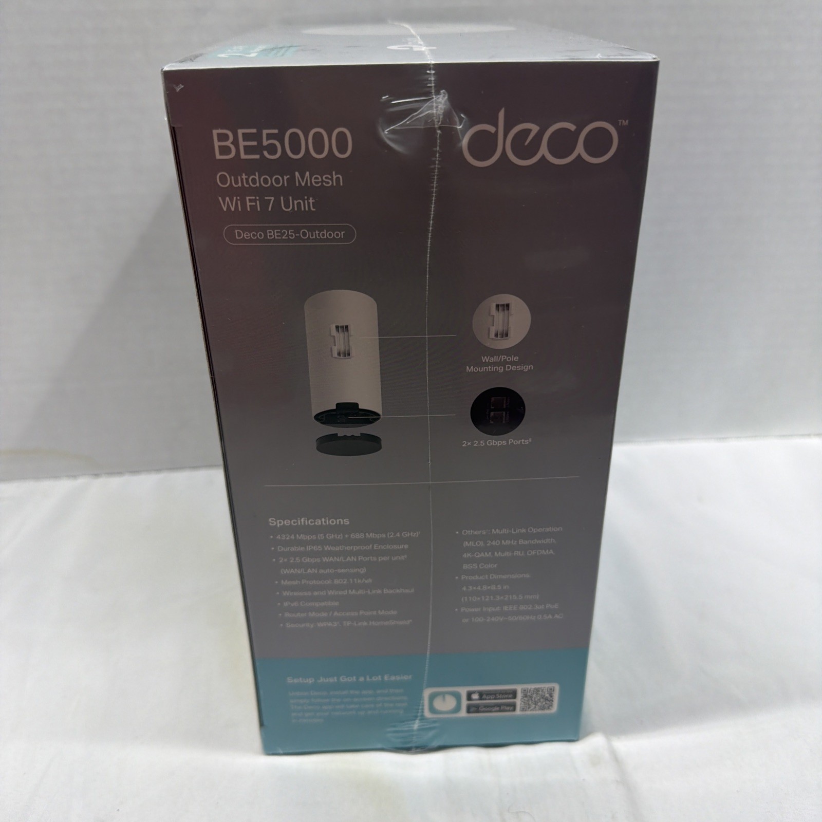 Dual-Band Deco BE25 Mesh Wi-Fi 7 Extender – Secure Outdoor Connectivity, 1-Pack