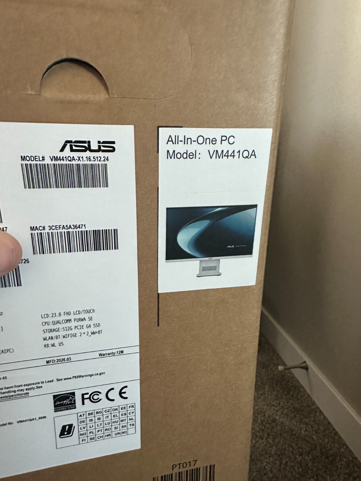 ASUS VM441 24″ FHD Touchscreen All-in-One – Snapdragon X – 16GB- 2026 Open Box!