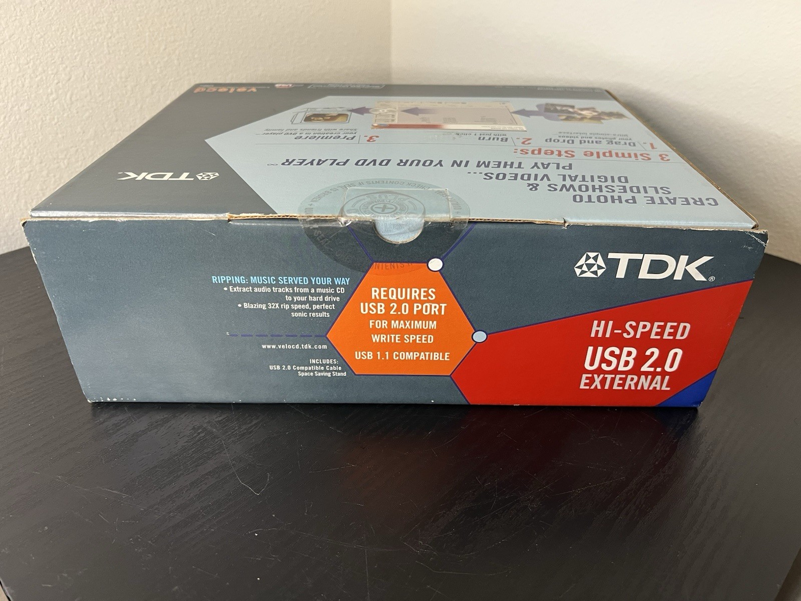 TDK Velocd 5200UE 52X Write 24X Rewrite USB 2.0 External CD Burner NEW In Box