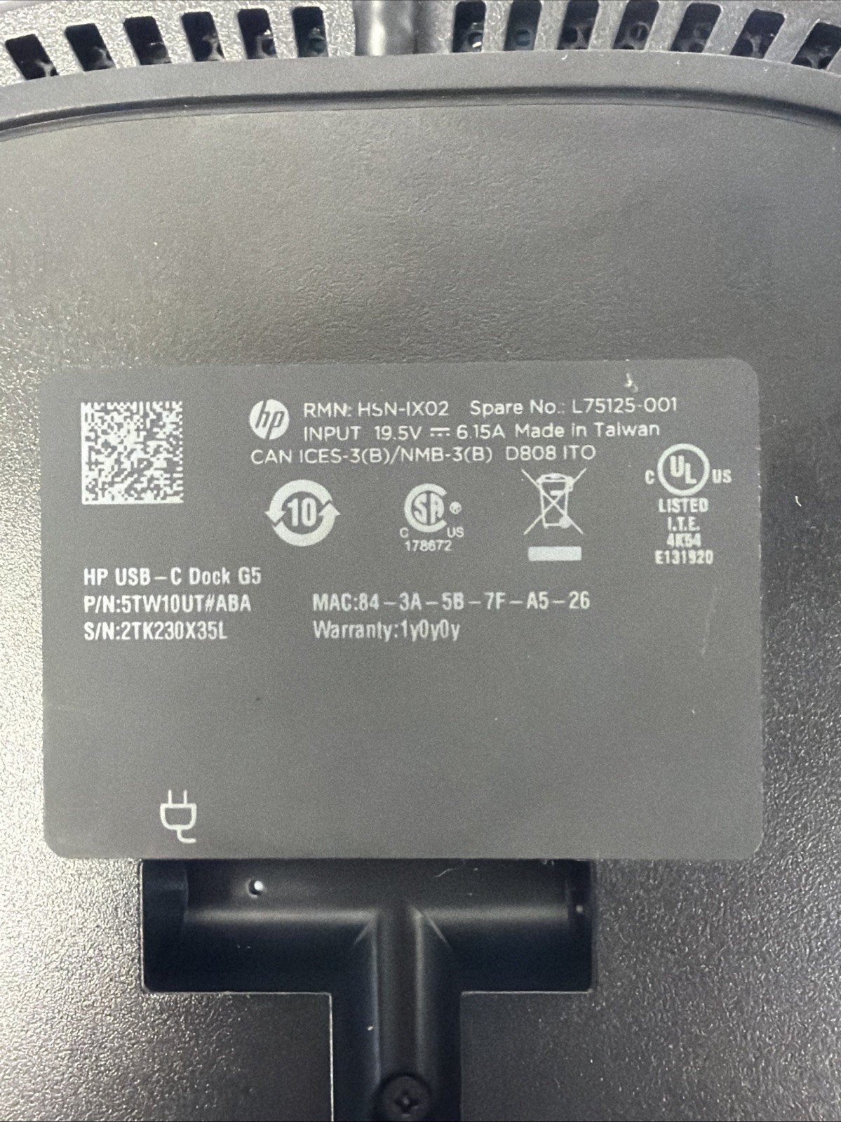 HP USB-C Dock G5 HSN-IX02 Docking Station Tested No Charger