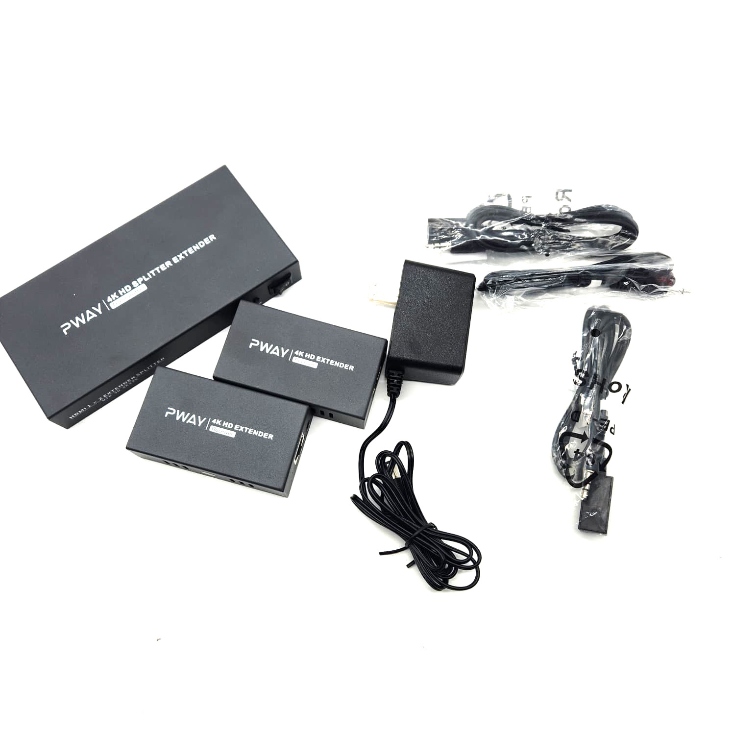 PWAYTEK HDMI Extender 1×2 4K60 Cat6 Splitter 60m IR EDID TX RX Kit