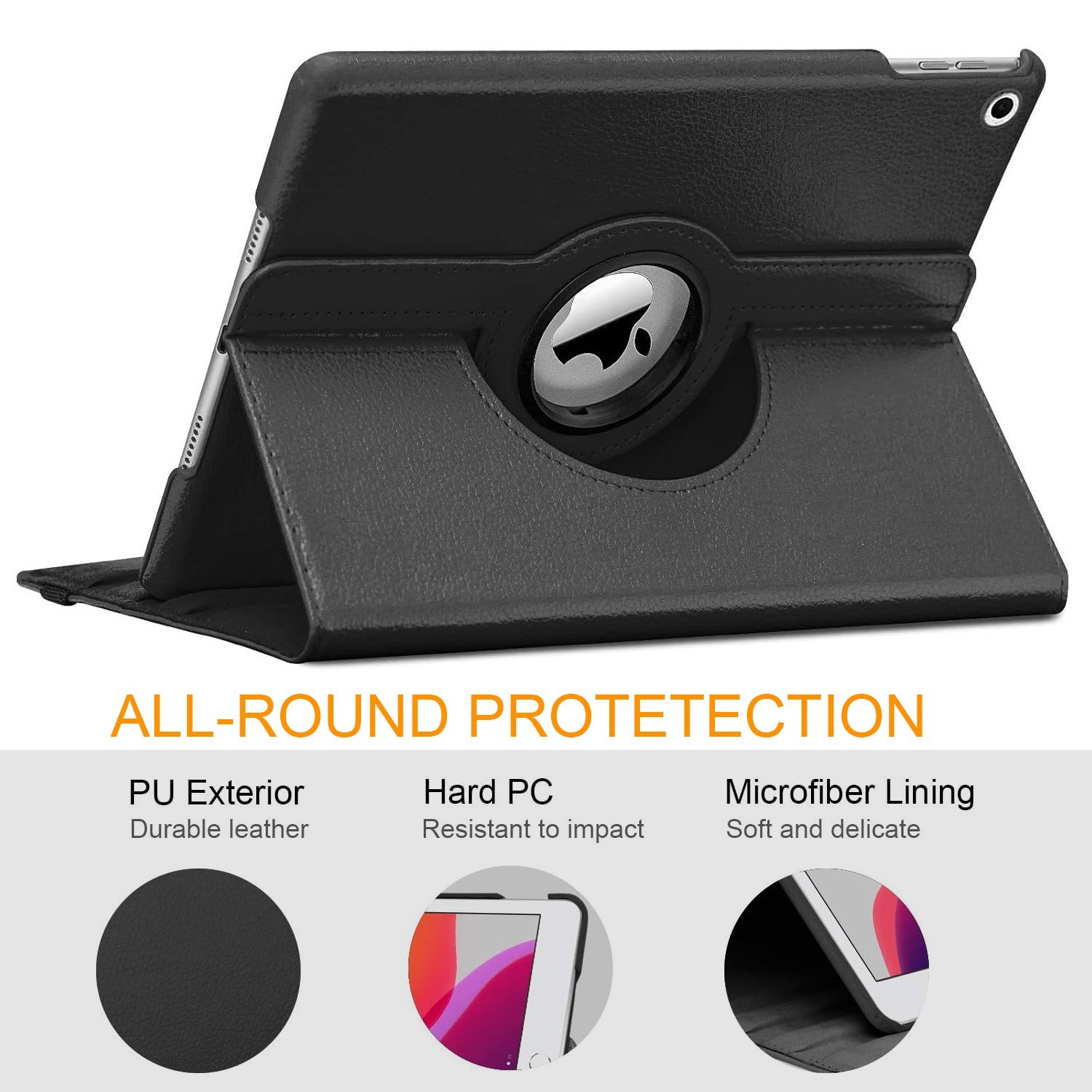 For Apple iPad 7th 8th 9th 10.2″ Case 360 Degrees Rotating PU Leather Cover