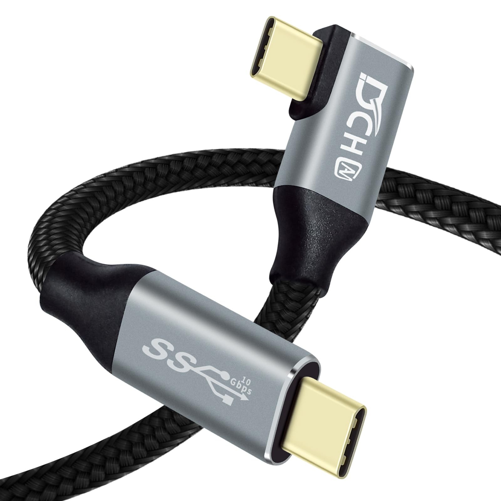 1.5ft 90 Degree USB C Cable 100W 4K Video Output Fast 1.5ft black Type C to C