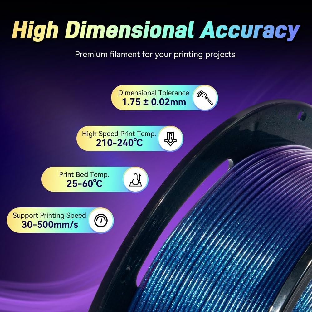FLASHFORGE 3D Printer Filament Rapid PLA Filament 1.75mm 1KG Max500mm/s Printing