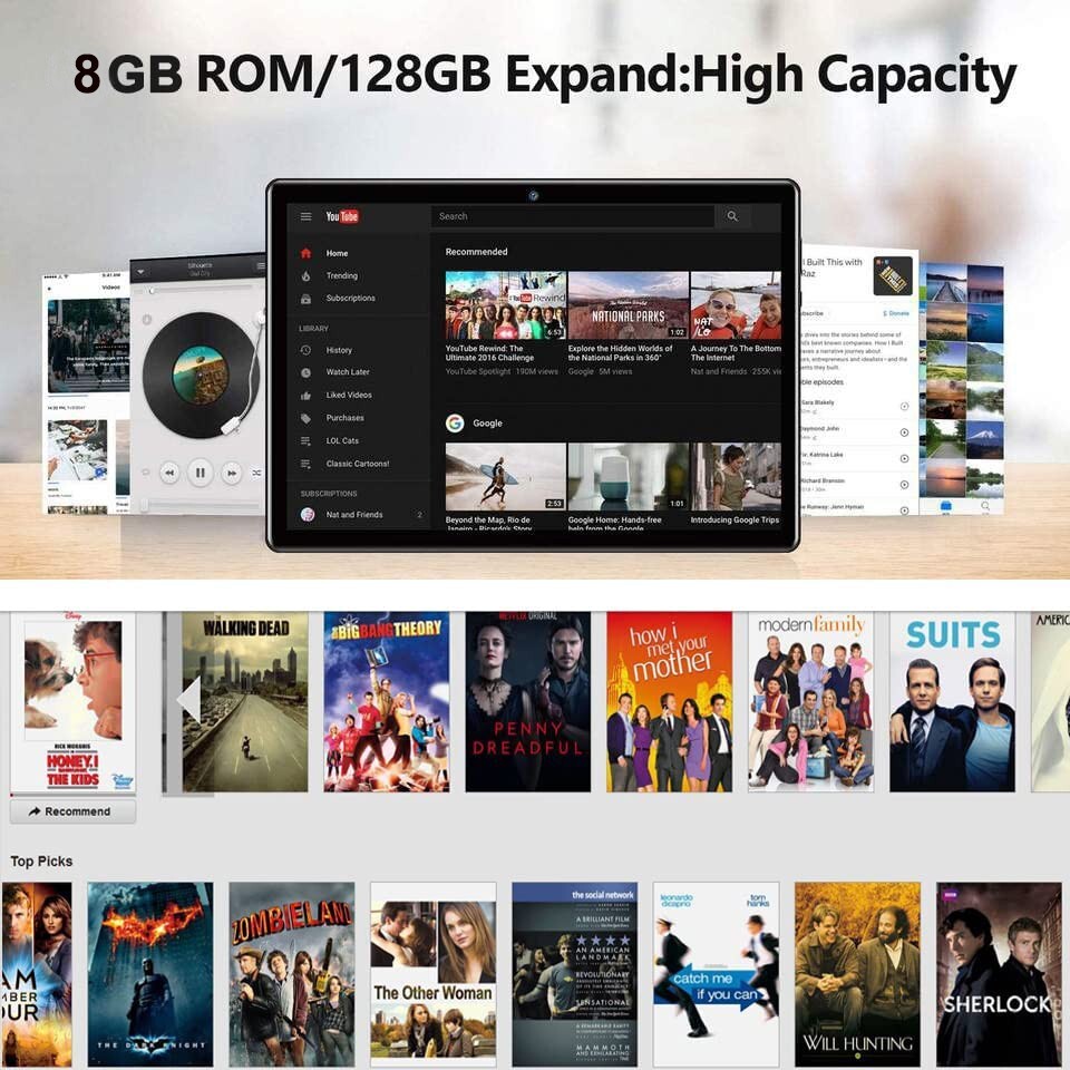 10 Inch Android 10 Deca Core HD Game Tablet Computer PC Wifi Dual Camera 128G
