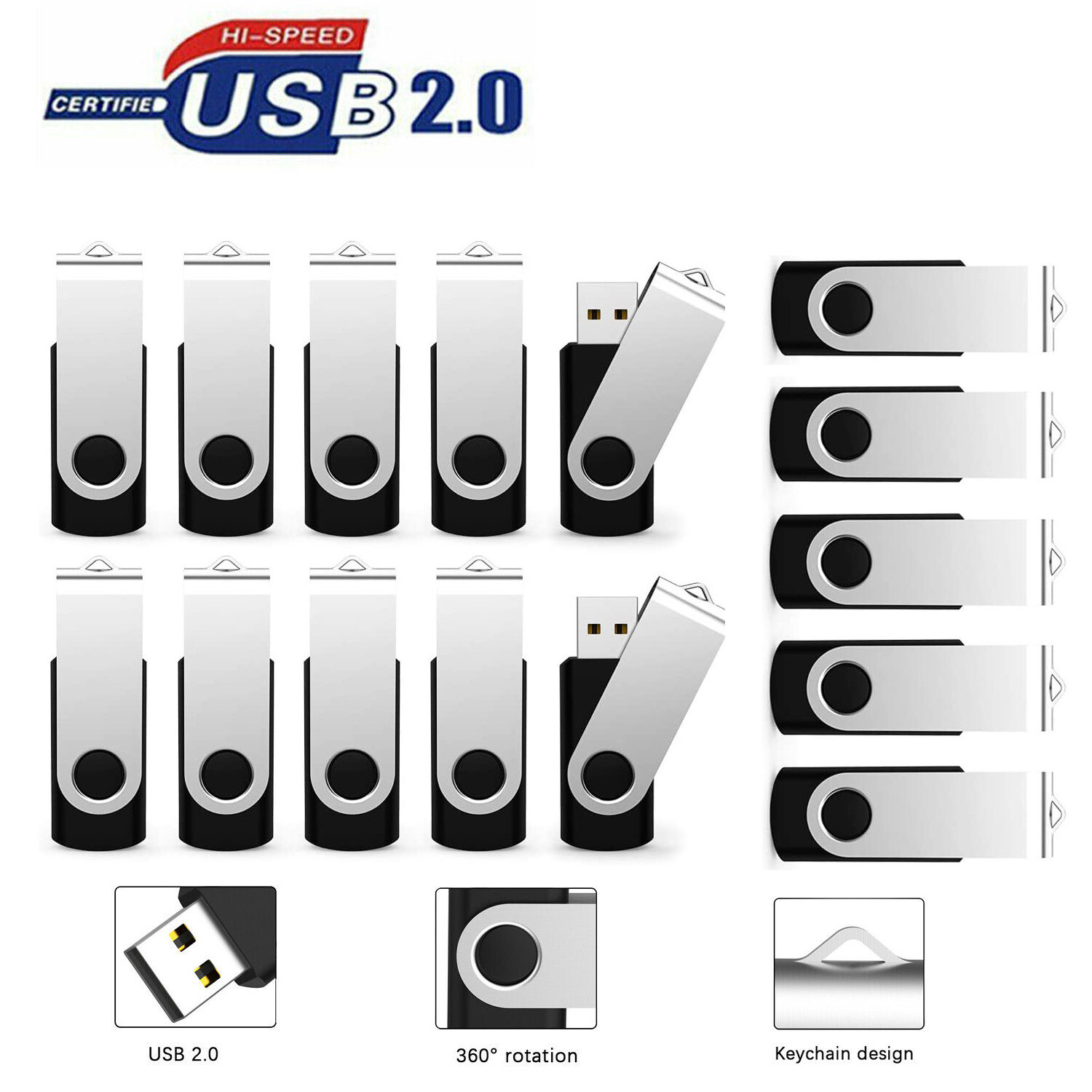 2GB 4GB 8GB 16GB 32GB USB 2.0 Flash Drive Rotating Memory Stick Thumb Drive Lot