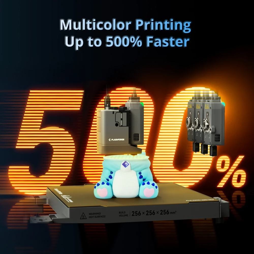 FLASHFORGE 3D Printer Creator 5 Multi-Color 4-Toolheads Zero Purge Waste Genuine
