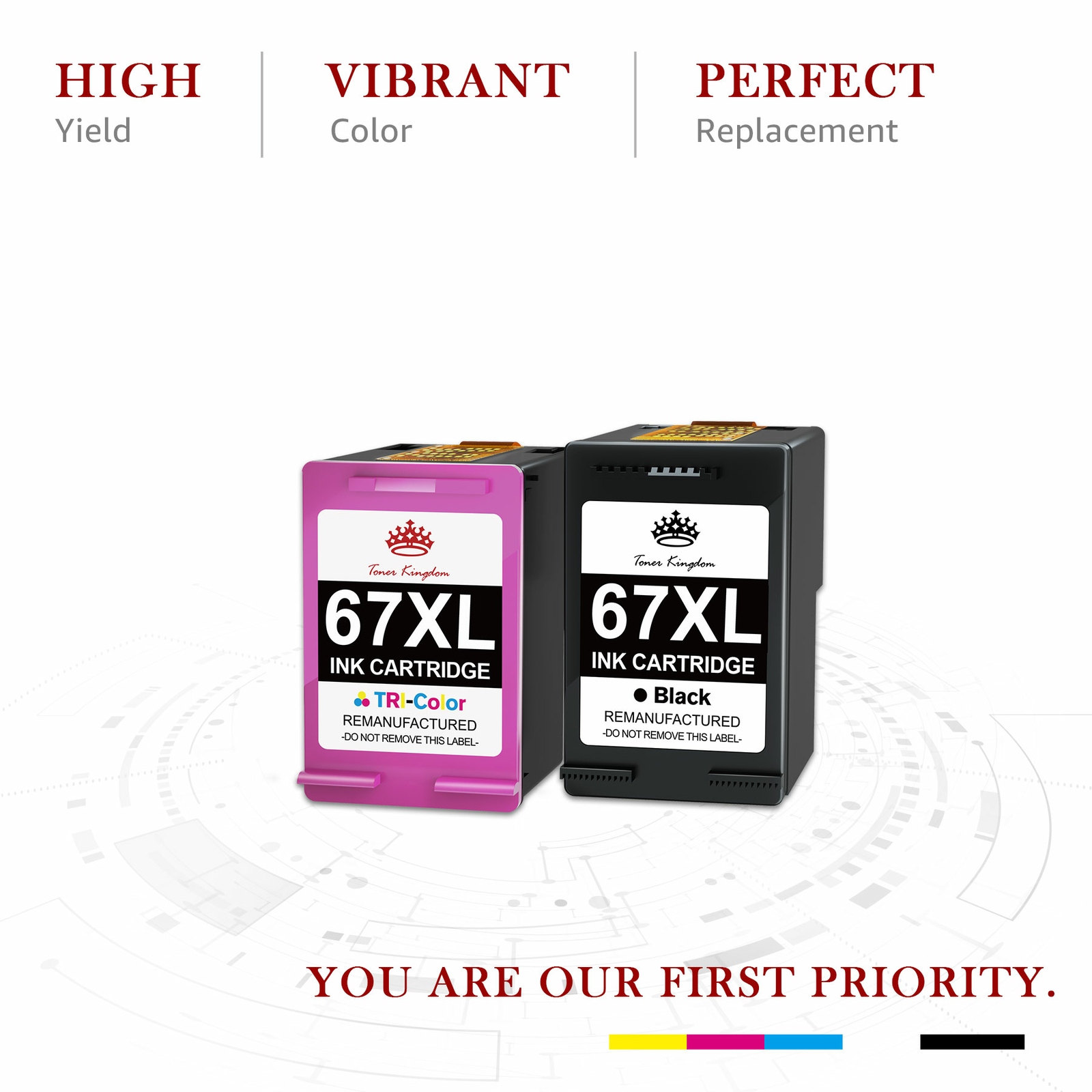 4PK Black Color Ink Cartridge 67XL FOR HP ENVY 6052 6055 6058 6075 6455 6458