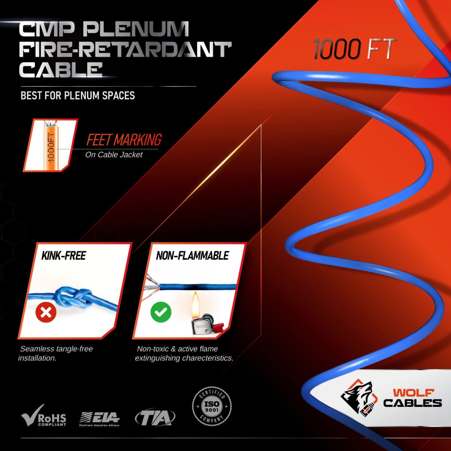 CAT6 Plenum Cable 1000ft | UTP, 23AWG, 550MHz | DSX-8000 Certified | White