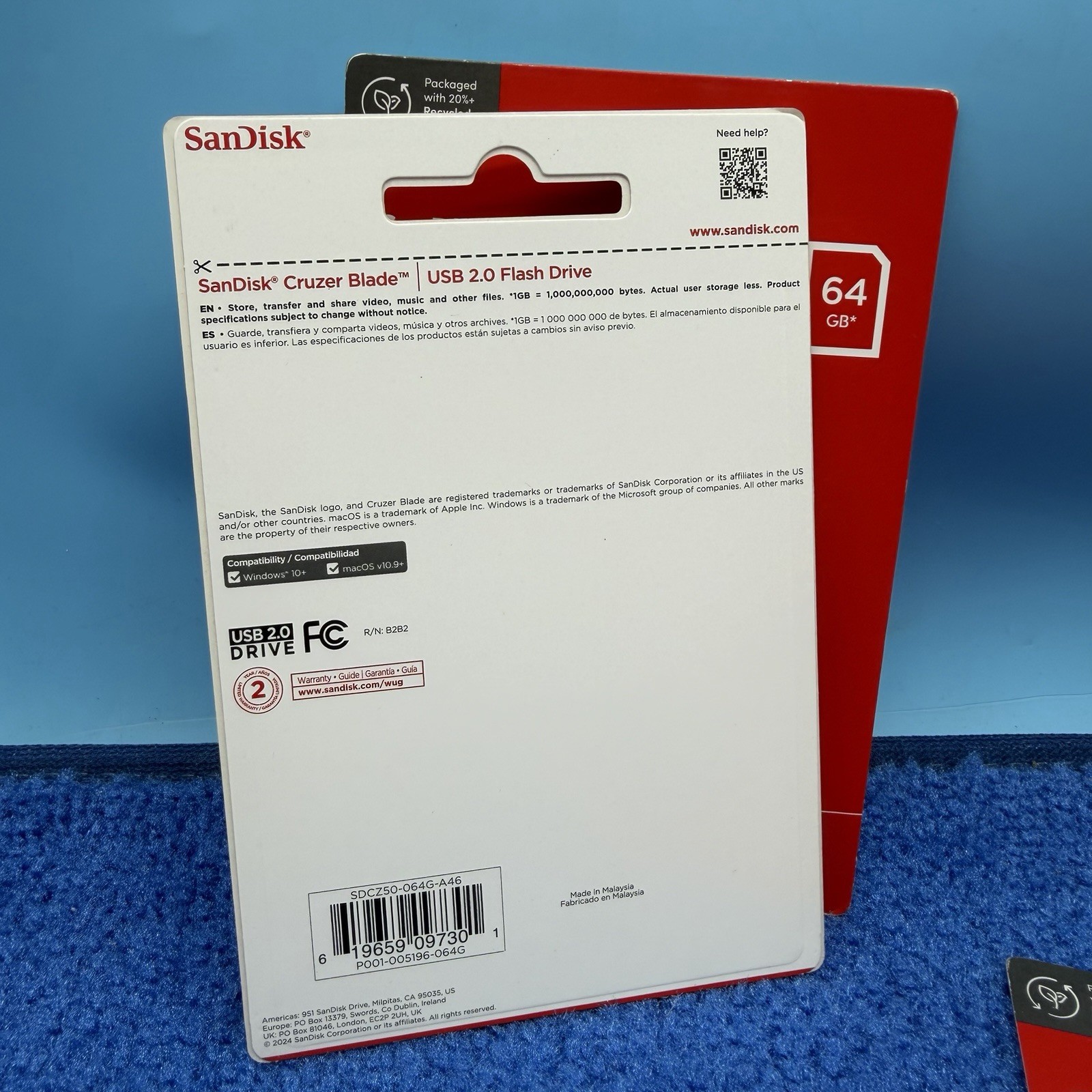 2x SanDisk – SDCZ50-064G-A46 – SanDisk Cruzer Blade USB Flash Drive 64GB