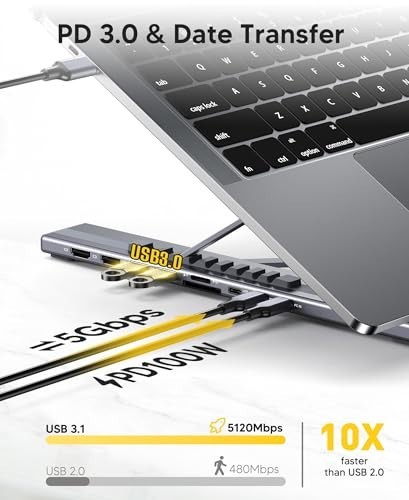 9-in-1 USB C Docking Station, Dual 4K@60Hz HDMI, PD 100W, Universal Hub for Lapt