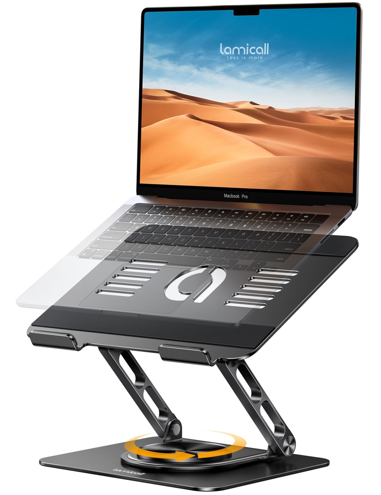 Lamicall Adjustable Laptop Stand for Desk – 360° Rotating Base Ergonomic Compute