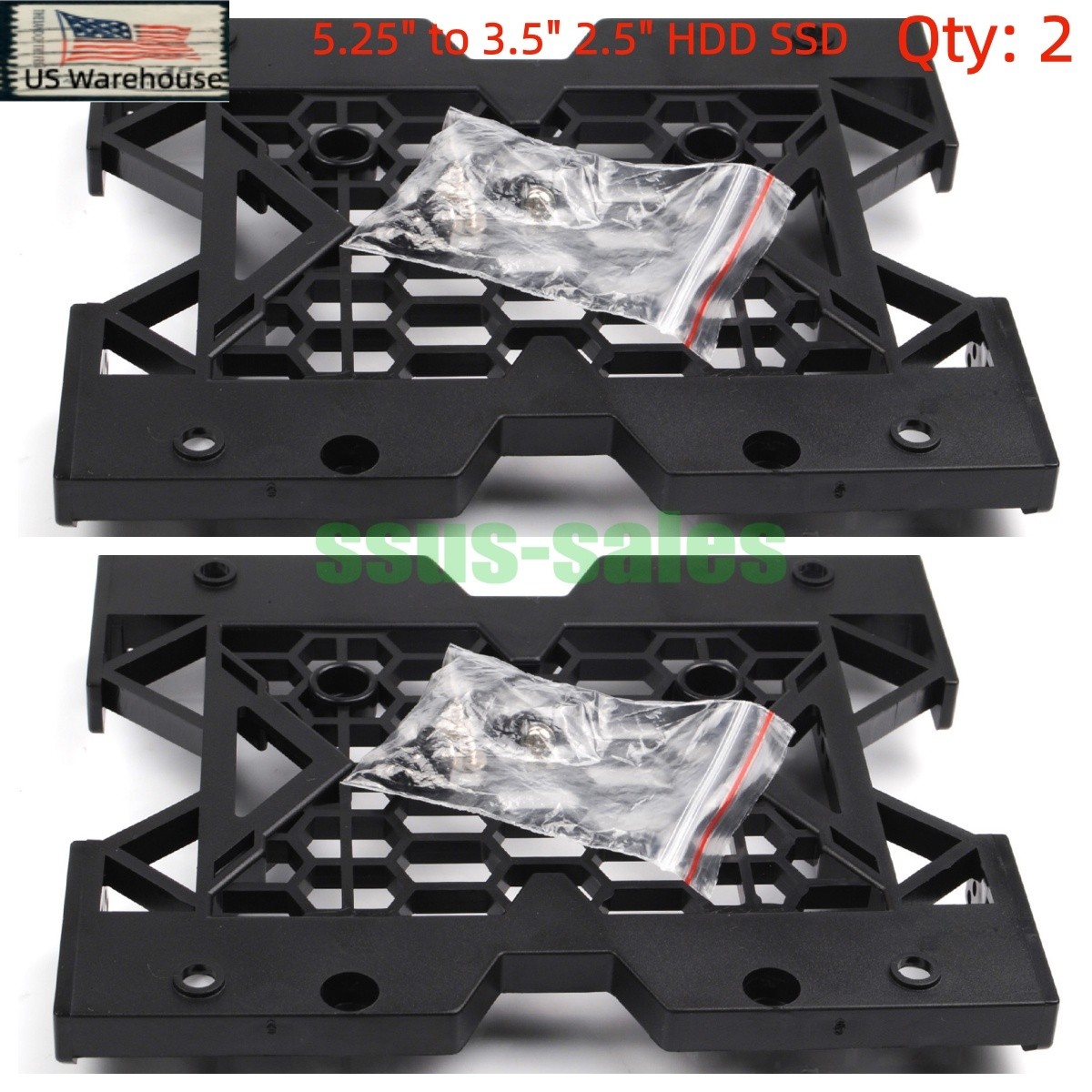 2PCS 5.25″ to 3.5″/2.5″ HDD Mounting Bracket Desktop CD-ROM Drive Bay Adapter