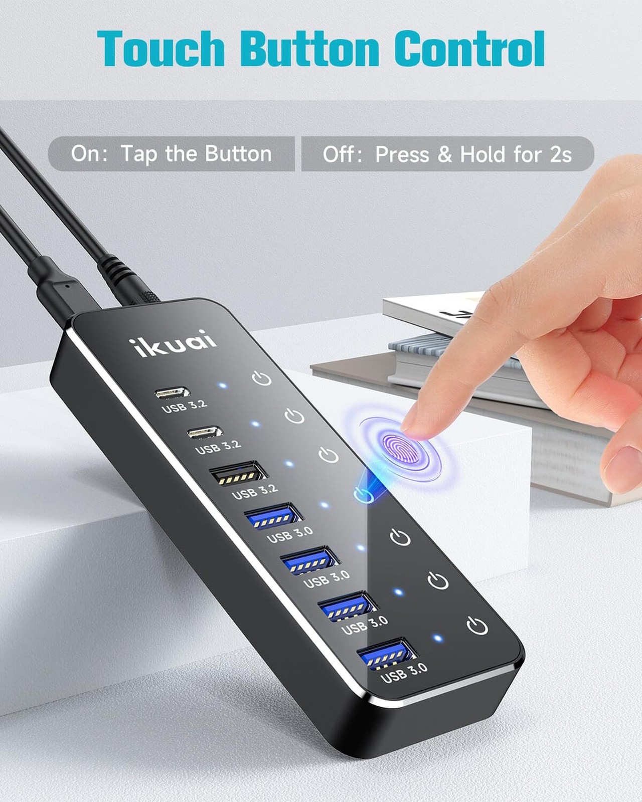 Powered USB Hub, ikuai 7-Port USB 3.2 / USB C Hub, with 3 10Gbps Data Ports (…