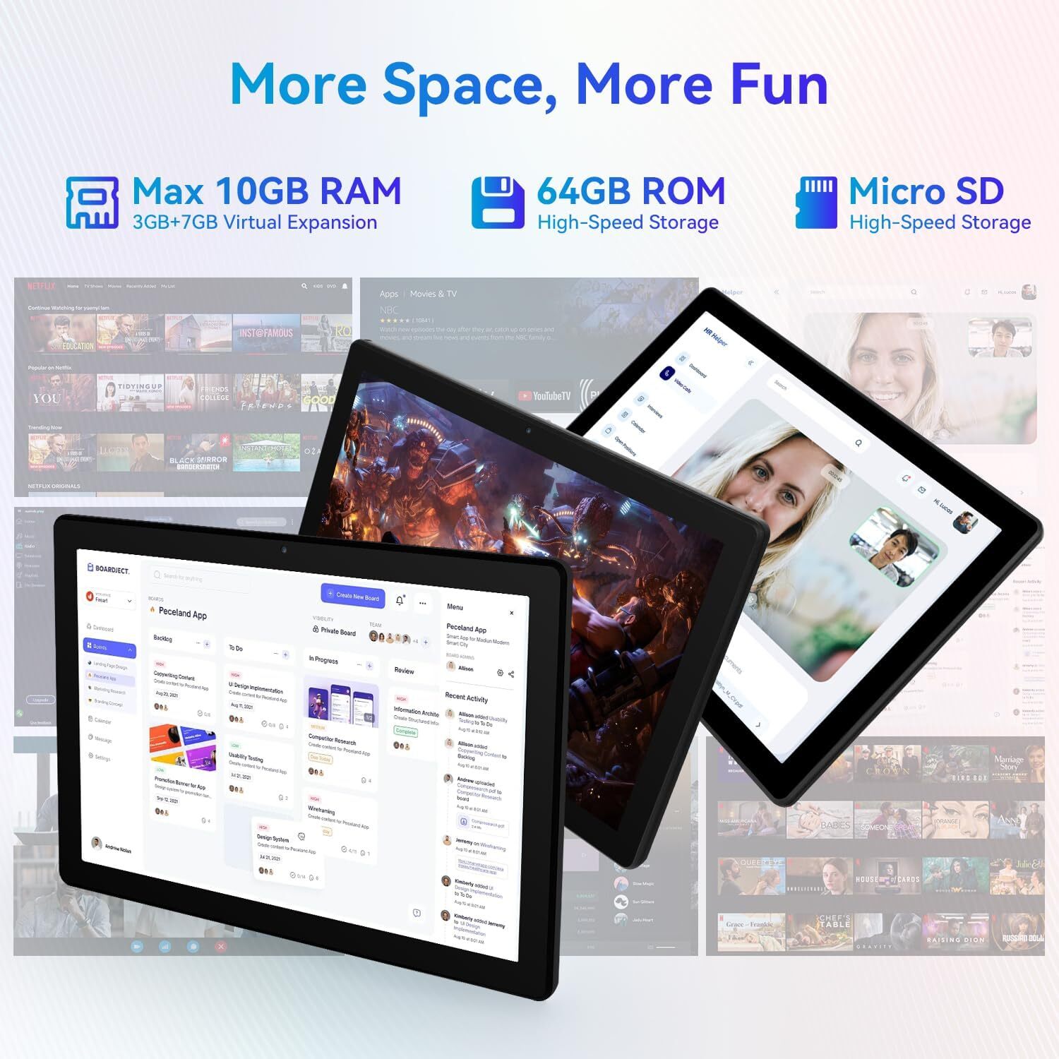 AEEZO Tablet 10 Inch Android 14 Octa-Core Tablets,10GB+64GB,1TB Expand IPS Scre