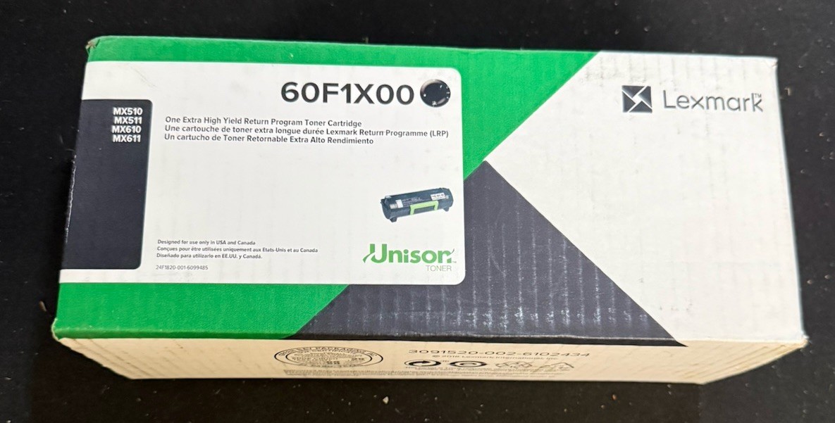 Lexmark 60F1X00 Extra High Yield Black Toner Cartridge New Sealed In Box