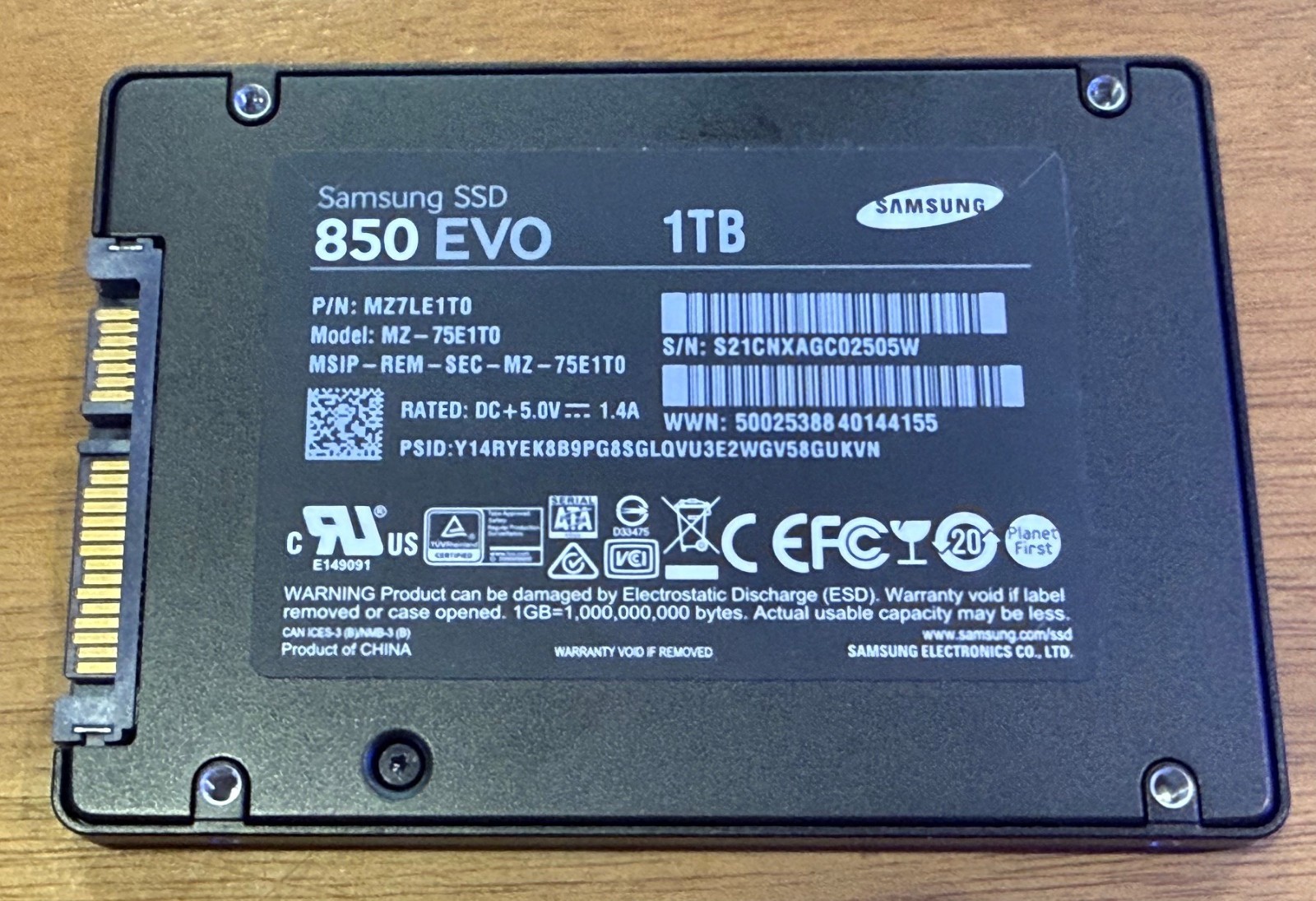 Samsung SSD 850 EVO 1 TB,Internal,2.5 inch (MZ-75E1T0B/AM) Solid State Drive